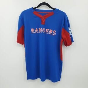 Majestic Cool Base Texas Rangers Little League Baseball Jersey Youth XL Blue Red